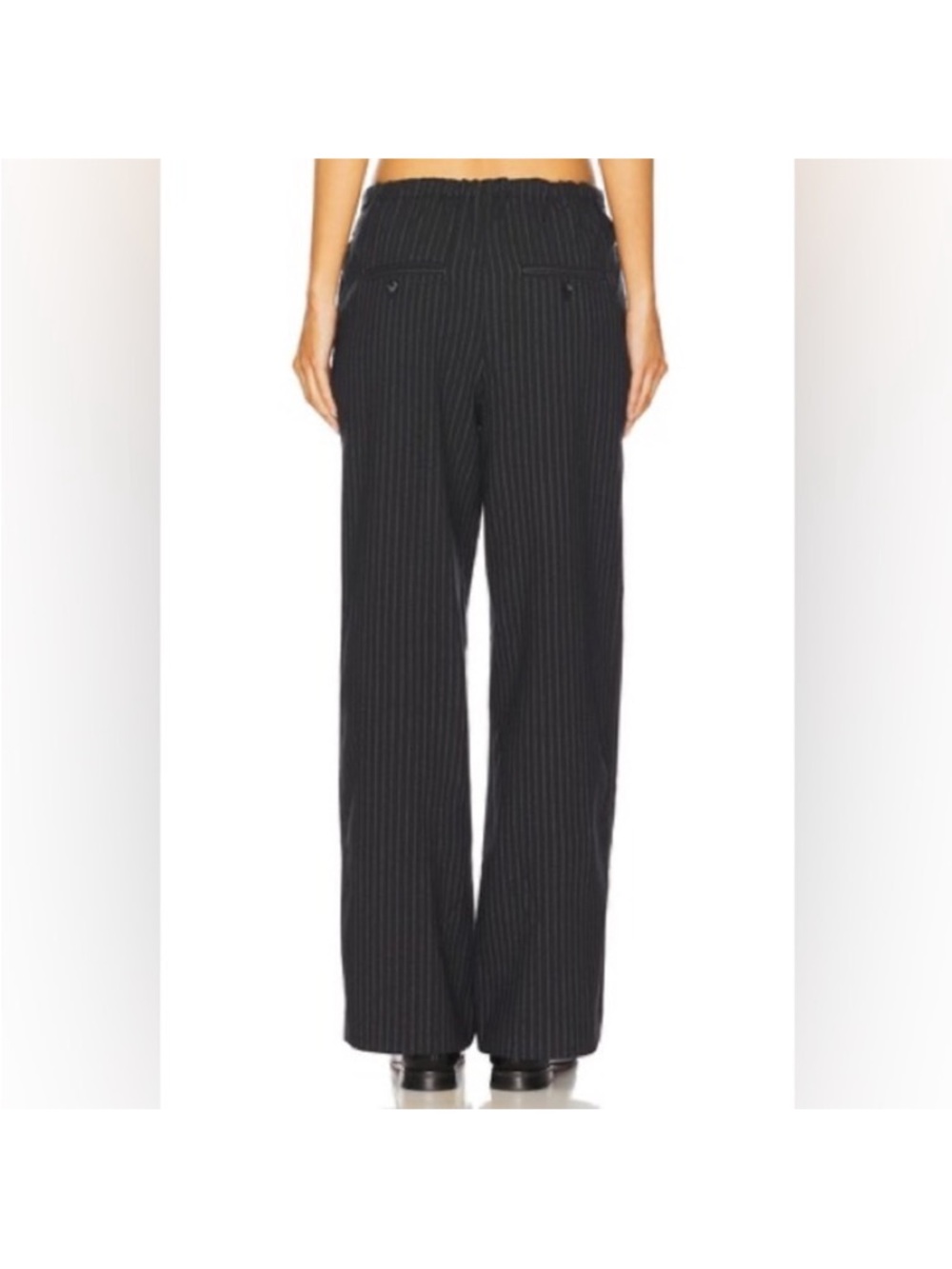 Free People Black Pinstripe Wide-Leg Trousers - Picture 5 of 6